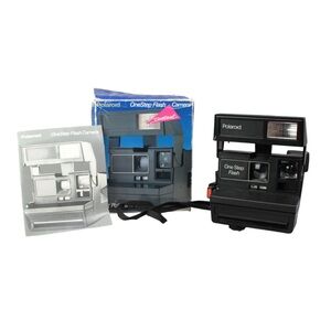 Vintage Polaroid OneStep Flash Instant Camera Black W/ Original Package manual